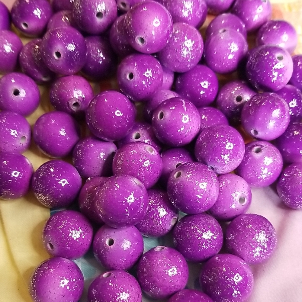 Purple Glitter Beads 20mm Chunky Beads Bubblegum Beads Full Bag Approx 90 500g